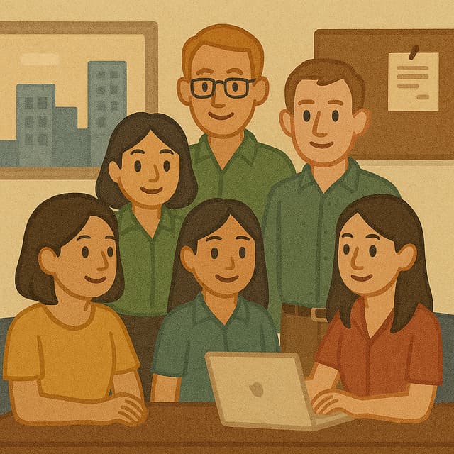 Oi works at a small company